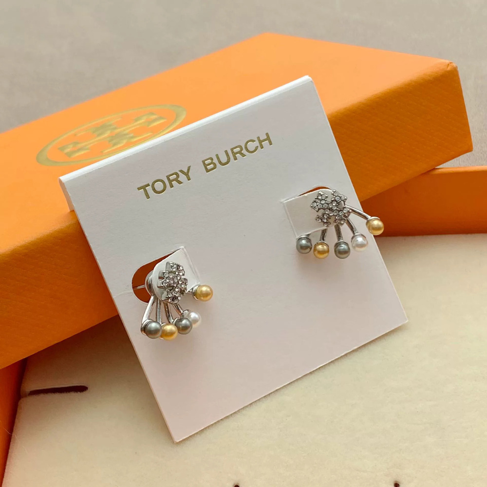 Tory Burch Gold Plated Pearl Stud Earrings Pair